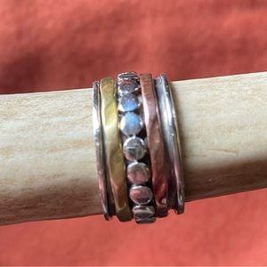 Spinner ring sterling and mixed metal (sterling, brass and copper bands)